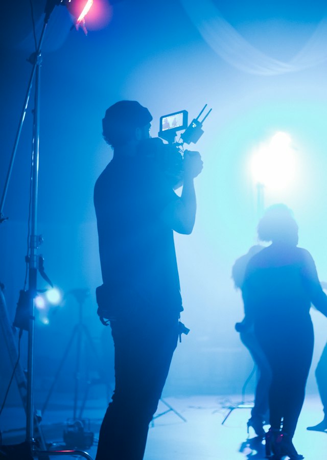 Film set under blue lights — series and box sets on Televixy IPTV