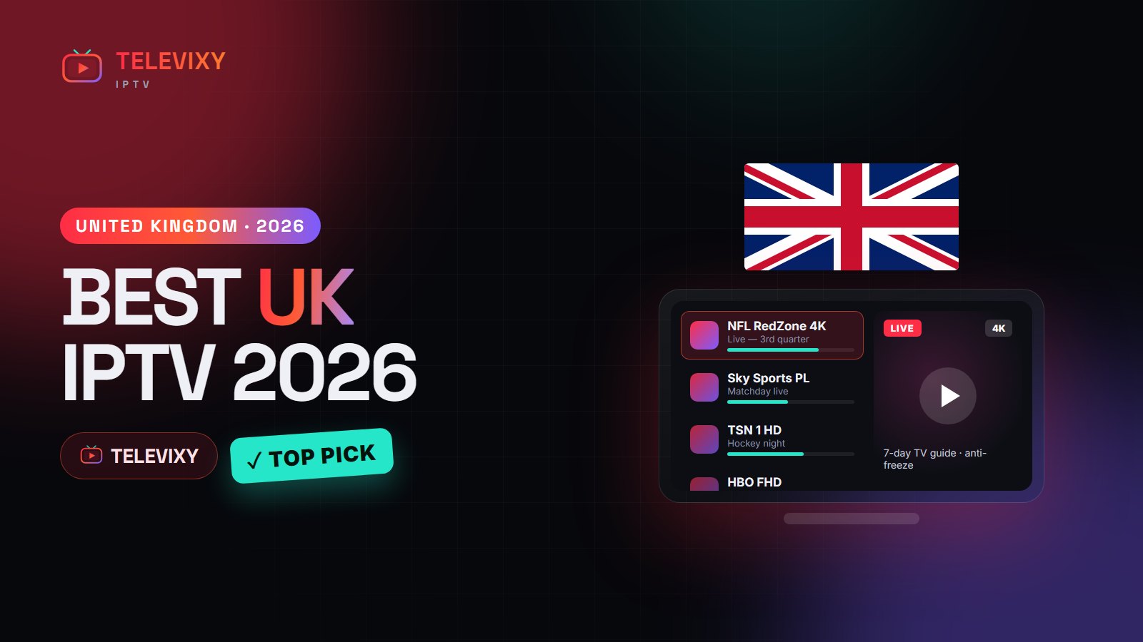Best IPTV UK 2026 — Televixy