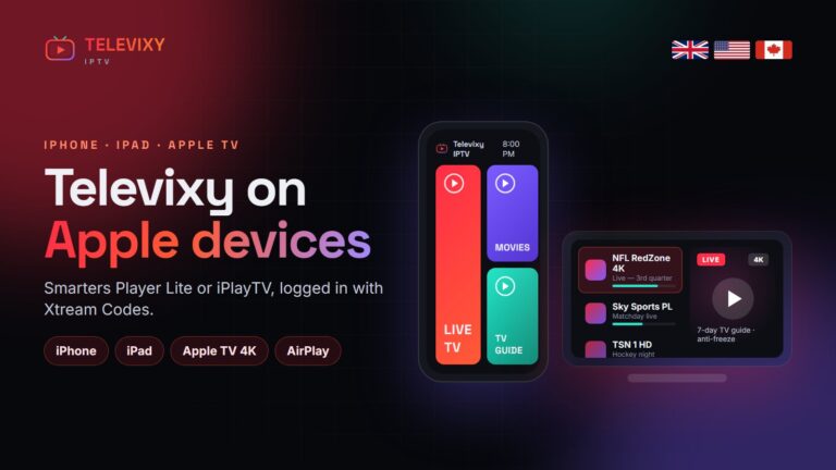 Televixy IPTV on iPhone, iPad and Apple TV