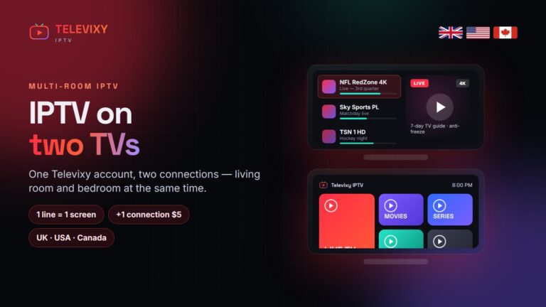 Watch IPTV on two TVs with Televixy